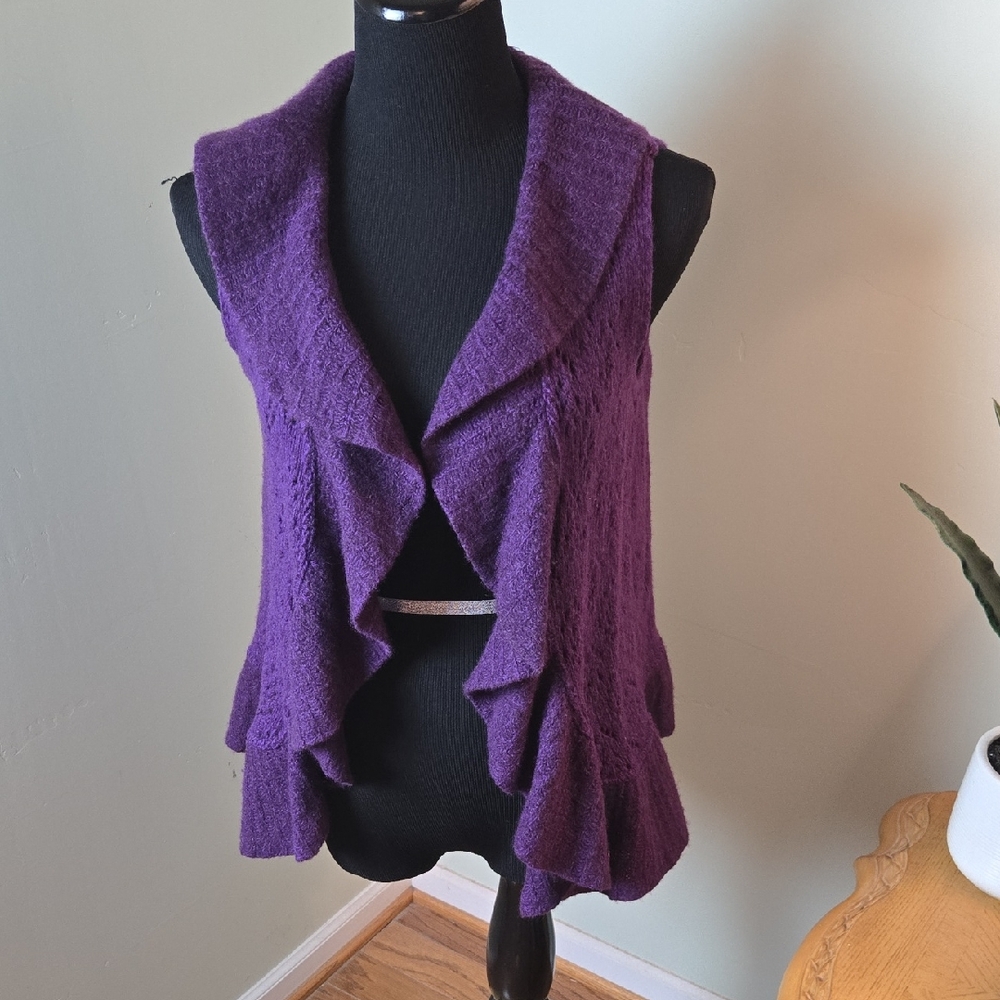 Rani Arabella Cashmere Purple Women's Sweater Vest Cardigan